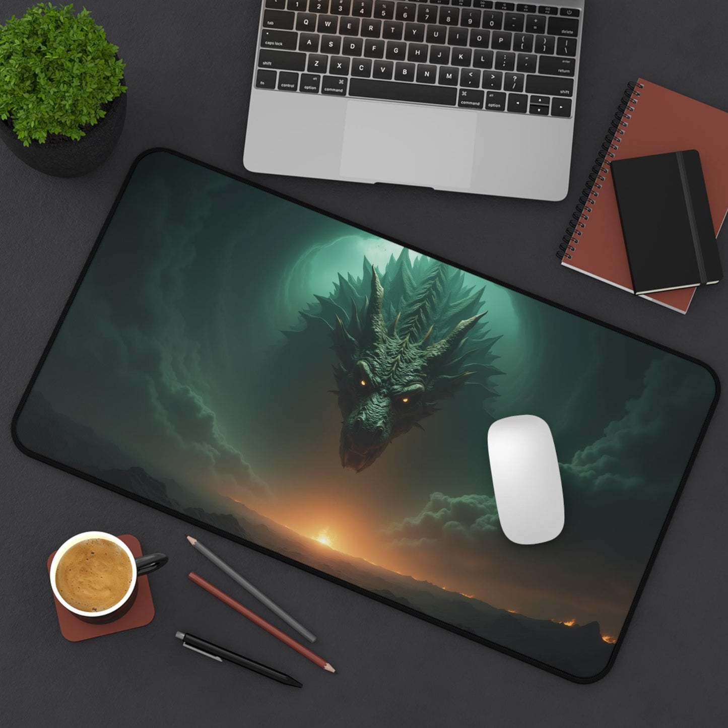 Emerald Dragon Desk Mat - Gaming & Office Accessories