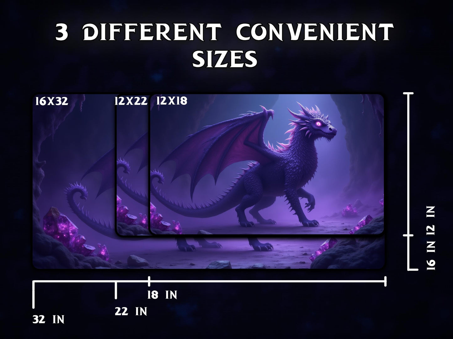 Amethyst Dragon Desk Mat, Gaming Mouse Pad, Office Decor for Gamers, Unique Gift for Dungeons & Dragons Lovers, Fantasy Art