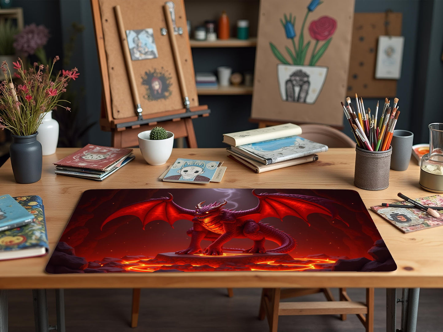 Ruby Dragon Desk Mat - Perfect for Gamers, Home Office Decor, Halloween Gifts, Fantasy Lovers, Office Accessories