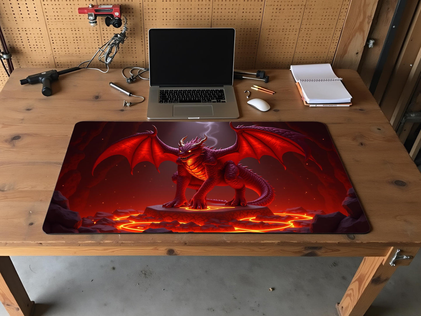 Ruby Dragon Desk Mat - Perfect for Gamers, Home Office Decor, Halloween Gifts, Fantasy Lovers, Office Accessories