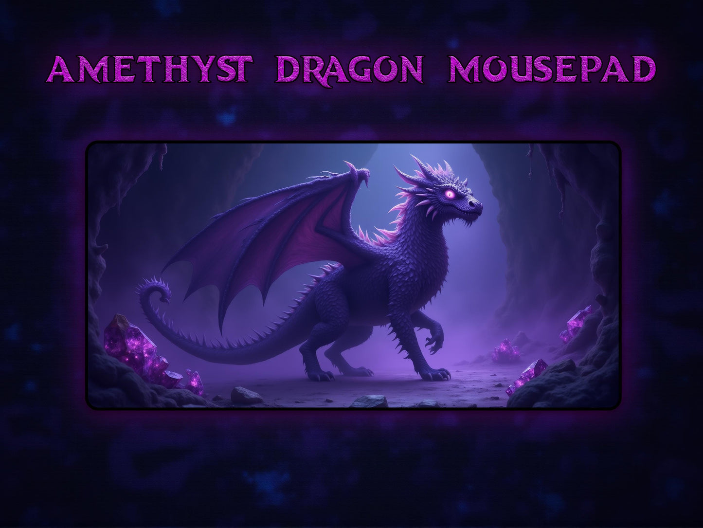 Amethyst Dragon Desk Mat, Gaming Mouse Pad, Office Decor for Gamers, Unique Gift for Dungeons & Dragons Lovers, Fantasy Art