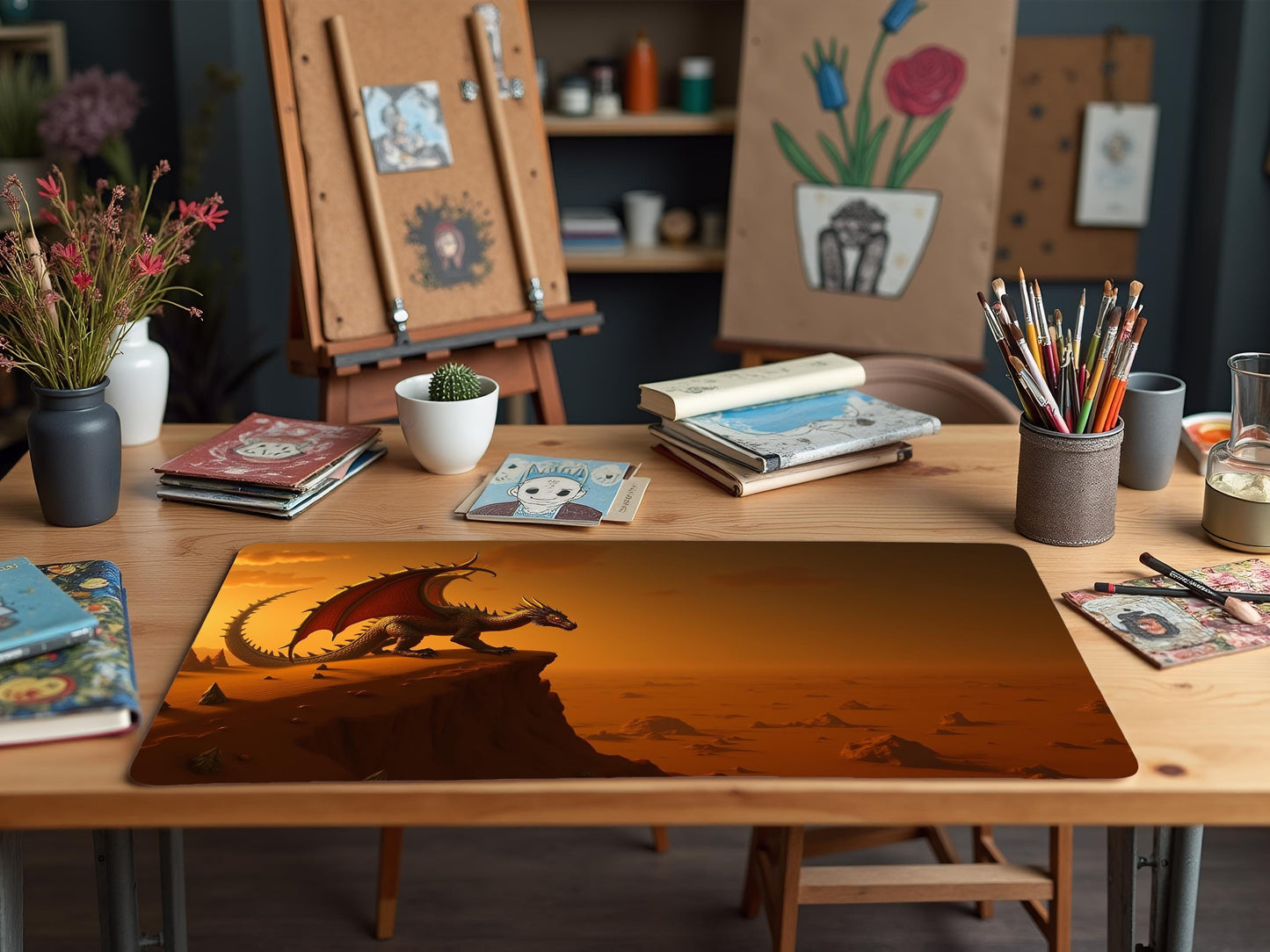 Mighty Bronze Dragon Desk Mat - Perfect for Gamers & Creatives Ideal for Home Office Unique Gift Gaming Decor