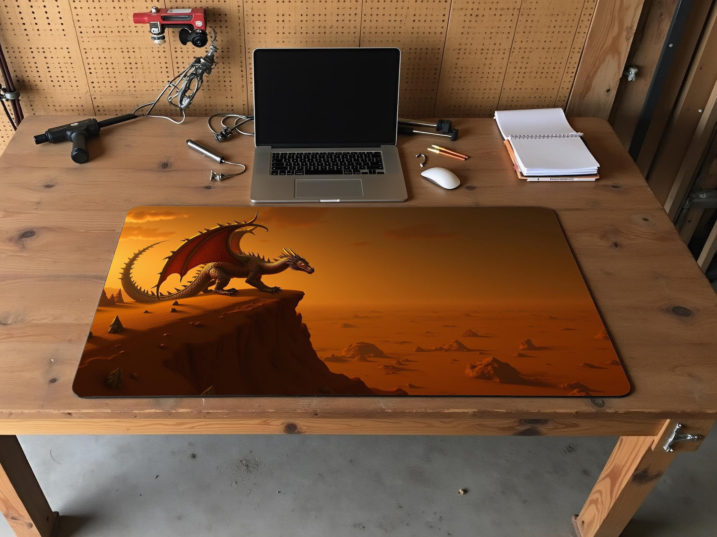 Mighty Bronze Dragon Desk Mat - Perfect for Gamers & Creatives Ideal for Home Office Unique Gift Gaming Decor