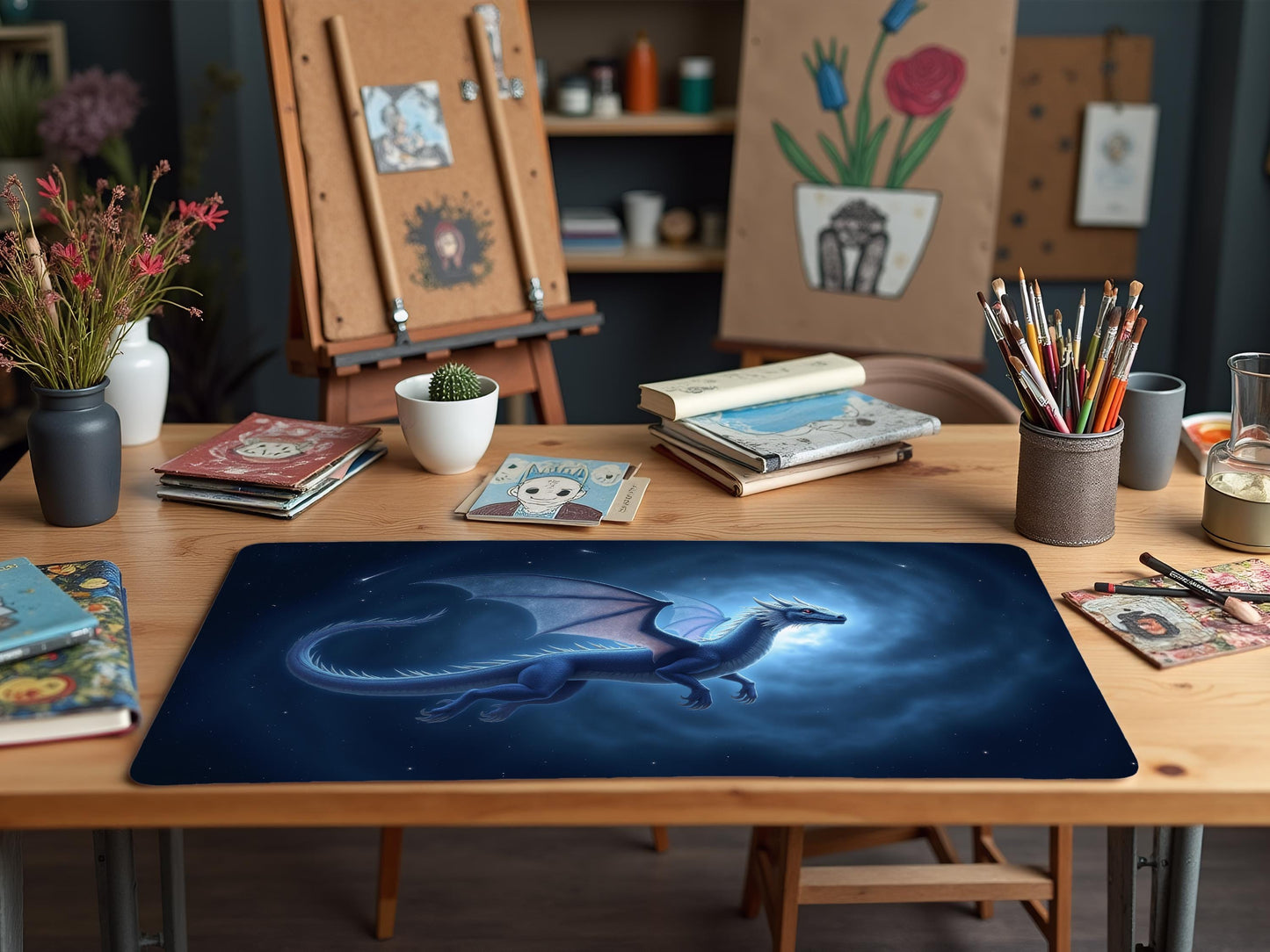 Celestial Dragon Desk Mat | Gamer Decor, Office Accessories, Fantasy Art, Unique Gift for Him/Her, Home Office Decor